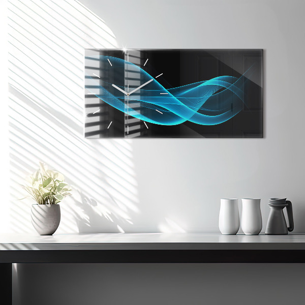 Horloge murale horizontale Abstraction bleue