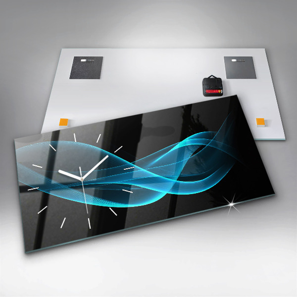 Horloge murale horizontale Abstraction bleue