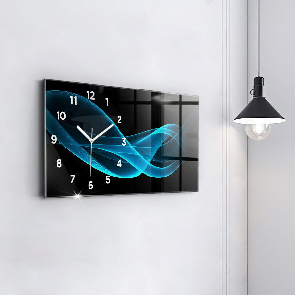 Horloge murale horizontale Abstraction bleue