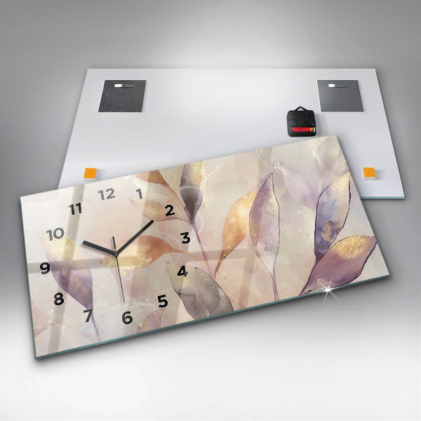 Horloge murale horizontale Feuilles bohèmes abstraites