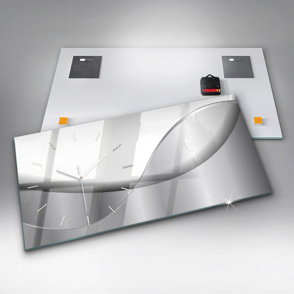 Horloge murale horizontale Abstraction argentée