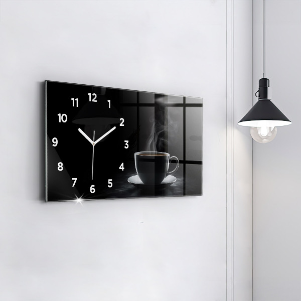 Horloge murale horizontale Une tasse de café noir