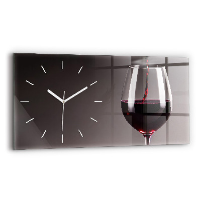 Horloge murale horizontale Un verre de vin rouge