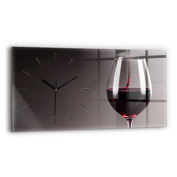 Horloge murale horizontale Un verre de vin rouge