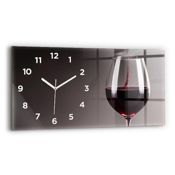 Horloge murale horizontale Un verre de vin rouge