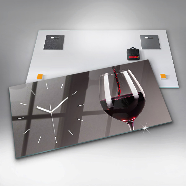 Horloge murale horizontale Un verre de vin rouge