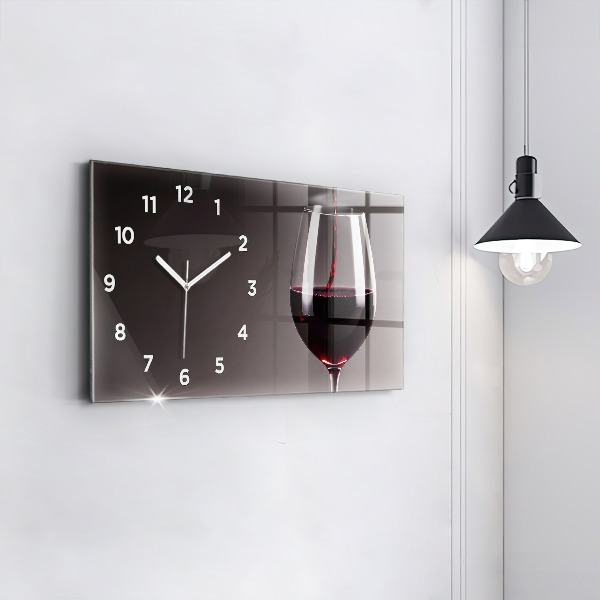 Horloge murale horizontale Un verre de vin rouge