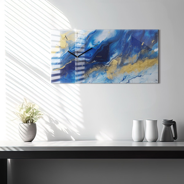 Horloge murale horizontale marbre bleu