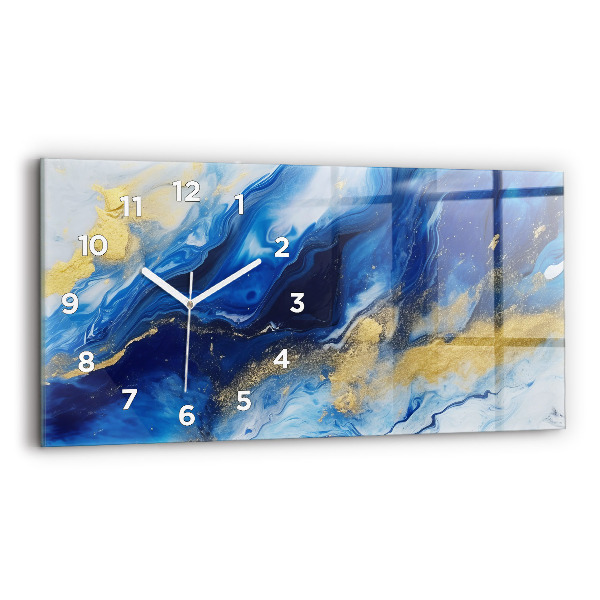 Horloge murale horizontale marbre bleu