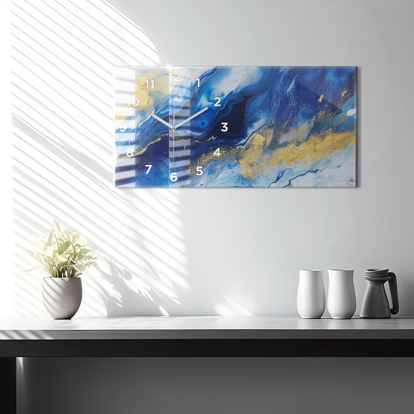 Horloge murale horizontale marbre bleu