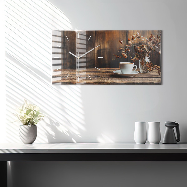 Horloge murale horizontale Une tasse de café