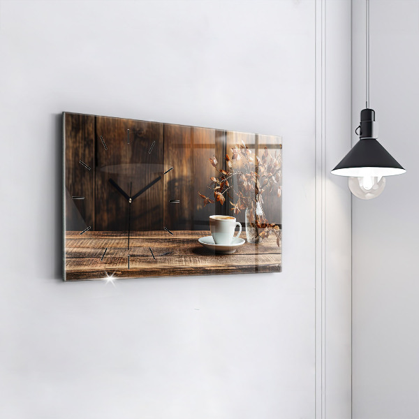 Horloge murale horizontale Une tasse de café