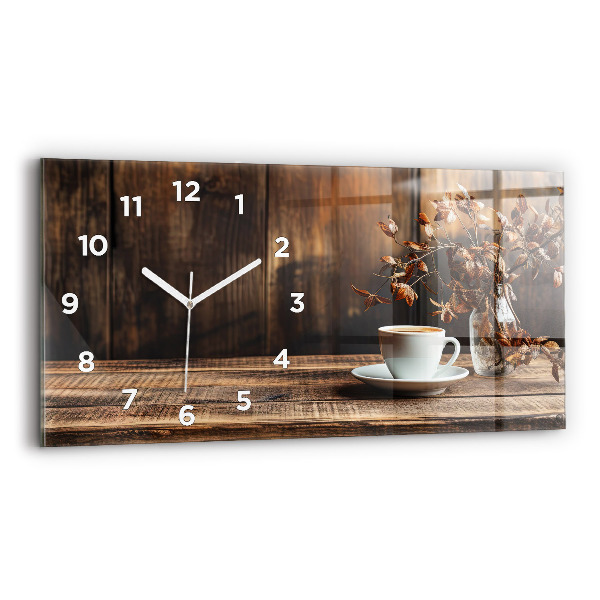 Horloge murale horizontale Une tasse de café