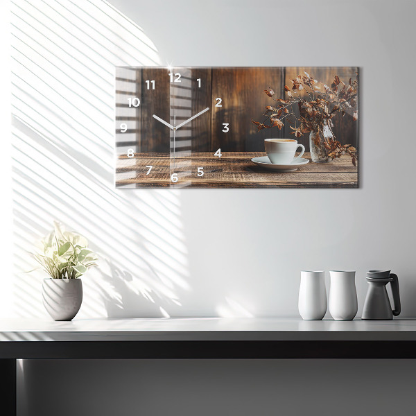 Horloge murale horizontale Une tasse de café