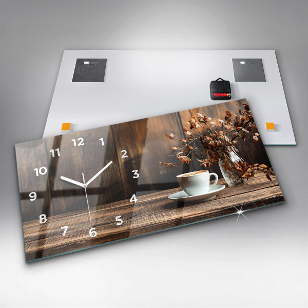 Horloge murale horizontale Une tasse de café
