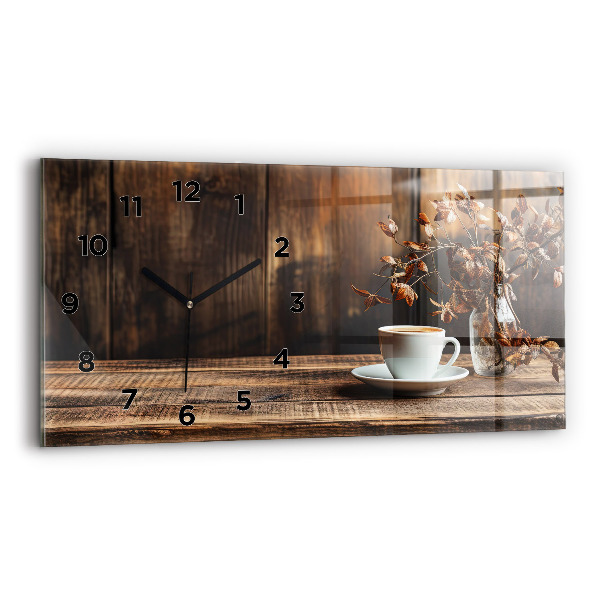 Horloge murale horizontale Une tasse de café