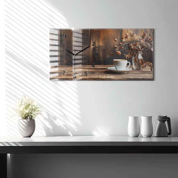 Horloge murale horizontale Une tasse de café