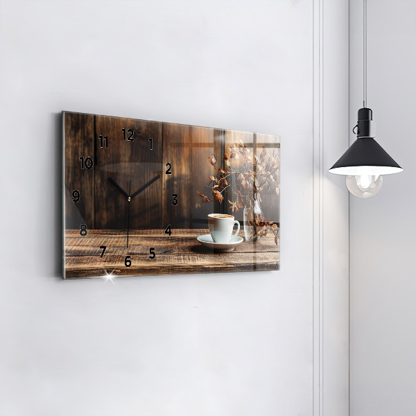 Horloge murale horizontale Une tasse de café