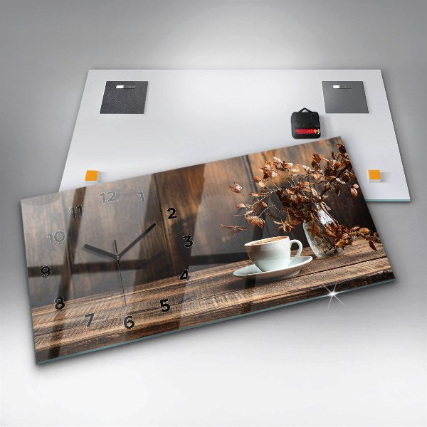 Horloge murale horizontale Une tasse de café
