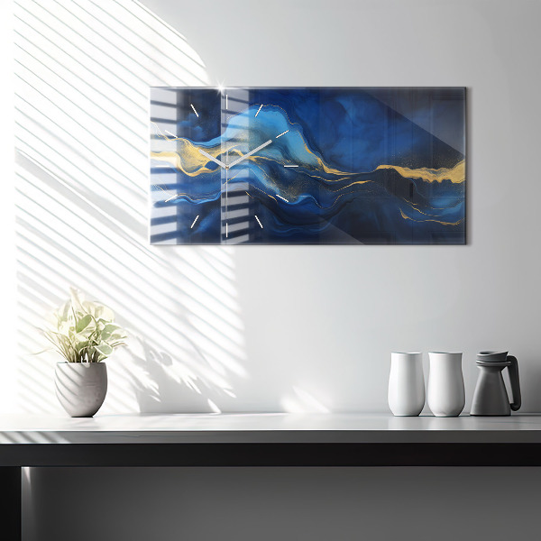 Horloge murale horizontale marbre bleu