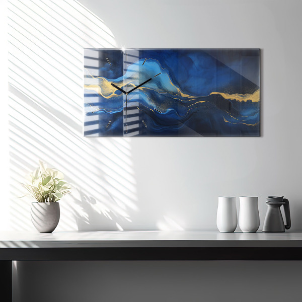 Horloge murale horizontale marbre bleu