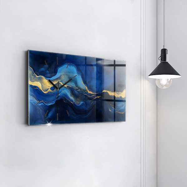 Horloge murale horizontale marbre bleu