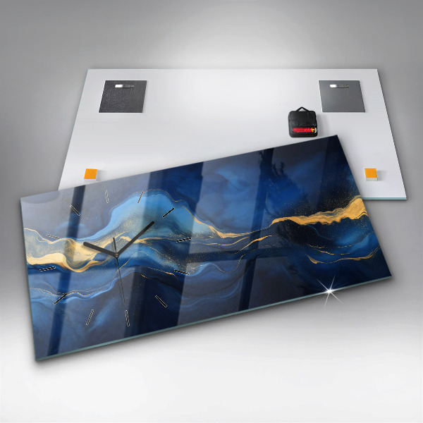 Horloge murale horizontale marbre bleu