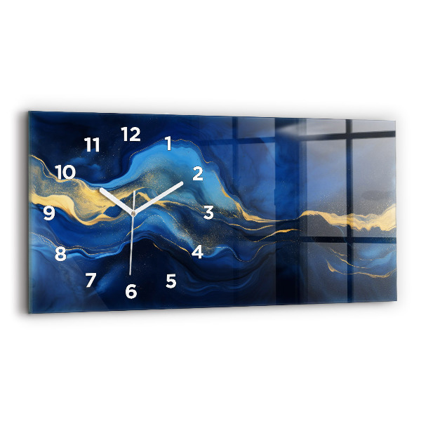 Horloge murale horizontale marbre bleu