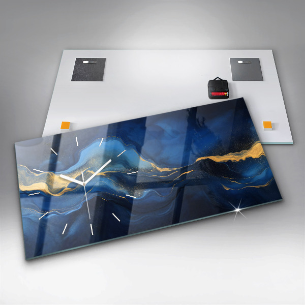 Horloge murale horizontale marbre bleu