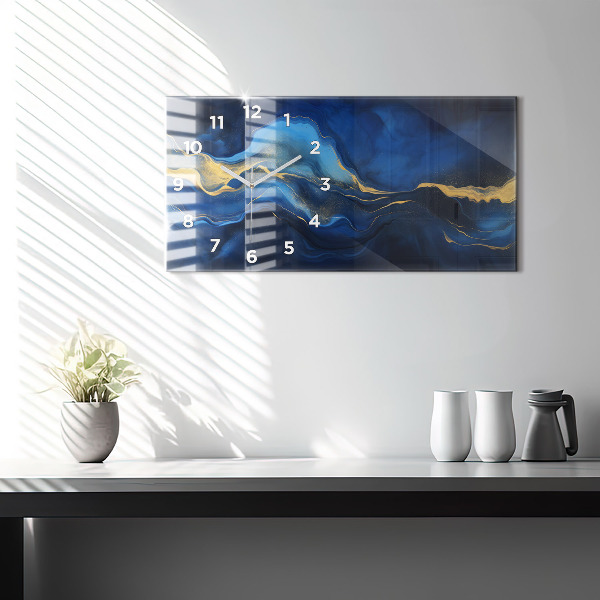 Horloge murale horizontale marbre bleu