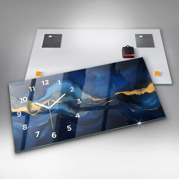 Horloge murale horizontale marbre bleu