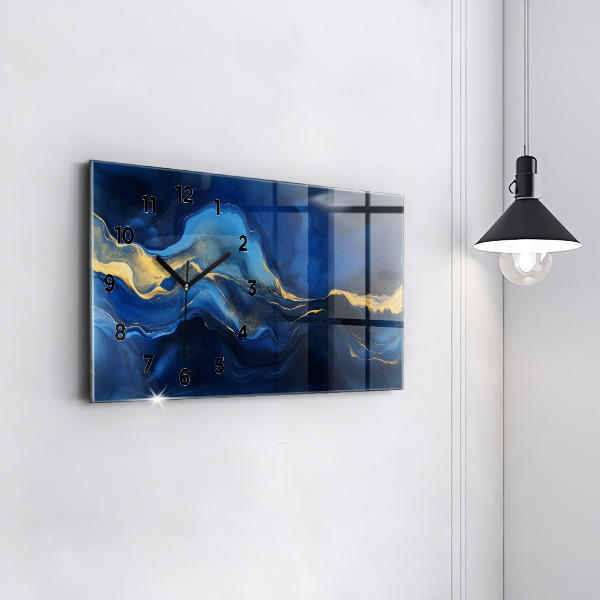 Horloge murale horizontale marbre bleu