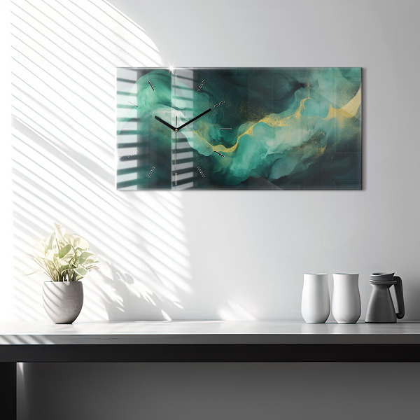 Horloge murale horizontale marbre vert