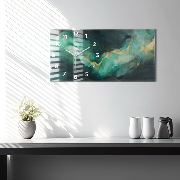 Horloge murale horizontale marbre vert