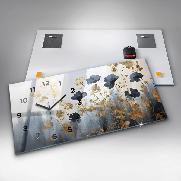 Horloge murale horizontale Fleurs abstraites