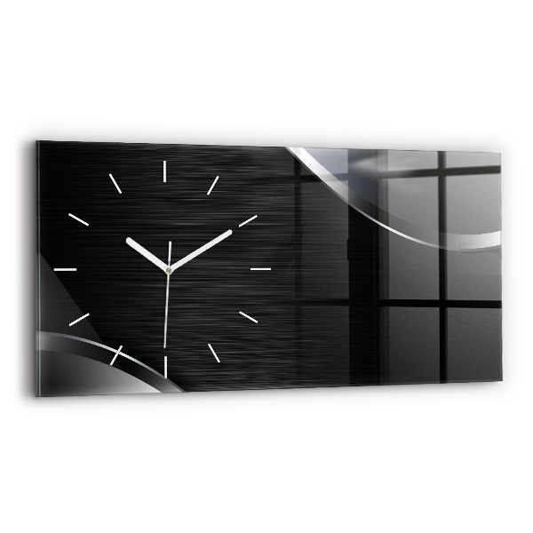 Horloge murale horizontale Lignes noires et argentées
