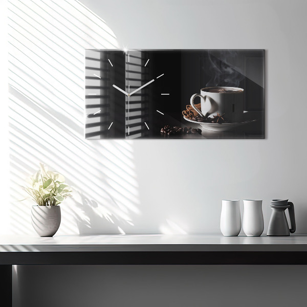 Horloge murale horizontale Une tasse de café