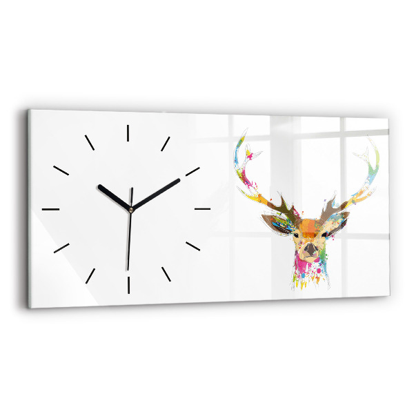 Horloge rectangulaire horizontale Tête de cerf colorée