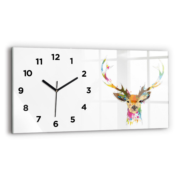 Horloge rectangulaire horizontale Tête de cerf colorée