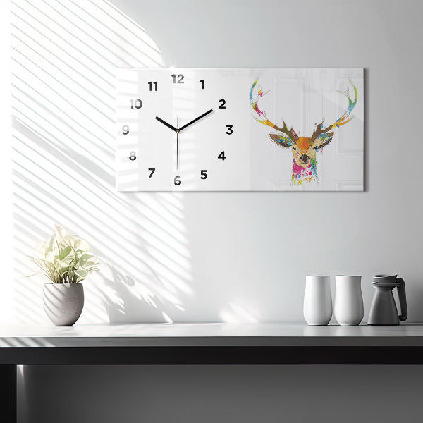 Horloge rectangulaire horizontale Tête de cerf colorée