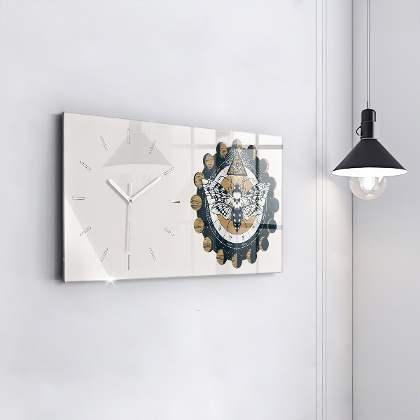 Horloge murale horizontale 'Les phases de la lune et l''œil'