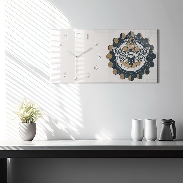 Horloge murale horizontale 'Les phases de la lune et l''œil'