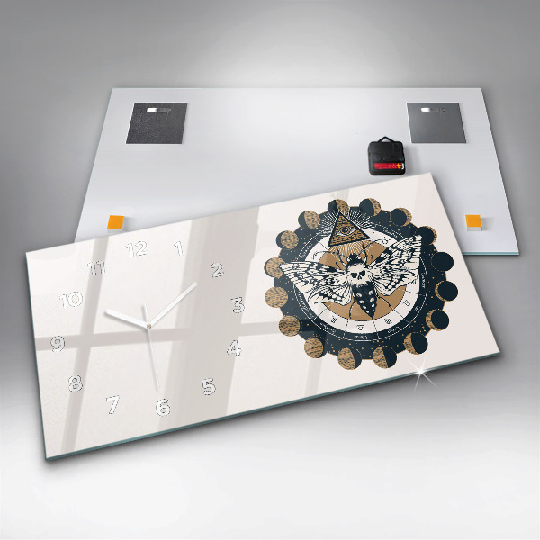 Horloge murale horizontale 'Les phases de la lune et l''œil'