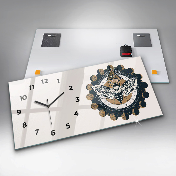 Horloge murale horizontale 'Les phases de la lune et l''œil'