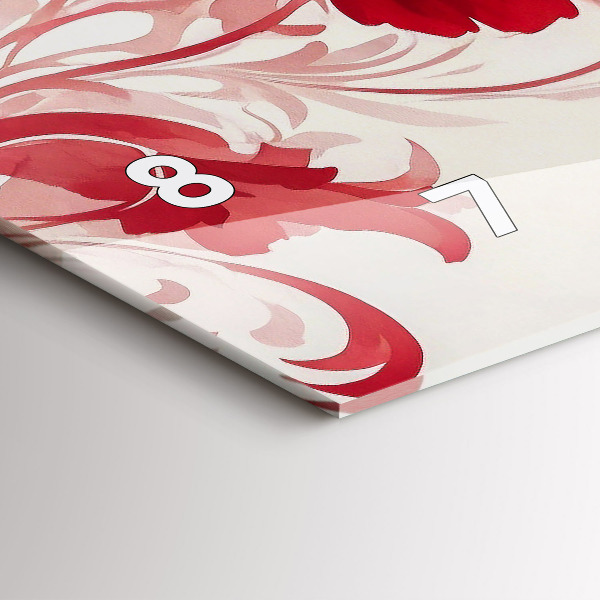 Horloge murale horizontale Fleurs rouges