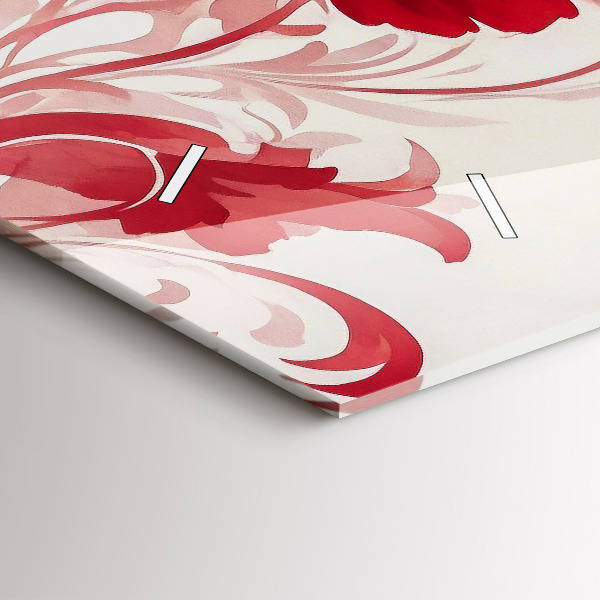 Horloge murale horizontale Fleurs rouges