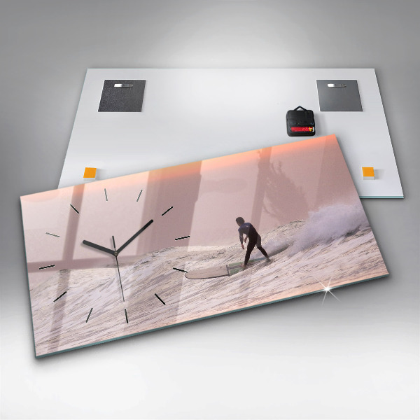 Horloge murale horizontale Surfeur à Hawaï