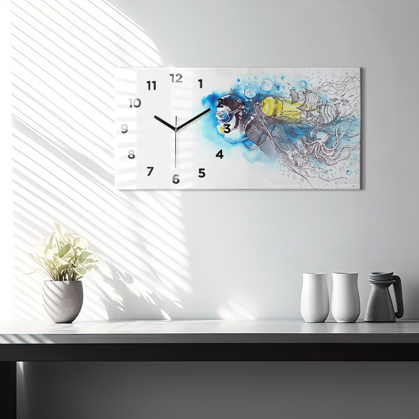 Horloge rectangulaire horizontale La vie des poissons sous-marins
