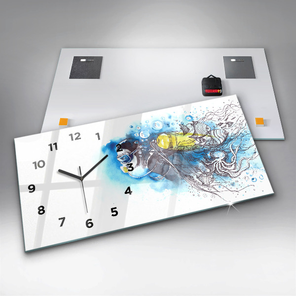 Horloge rectangulaire horizontale La vie des poissons sous-marins