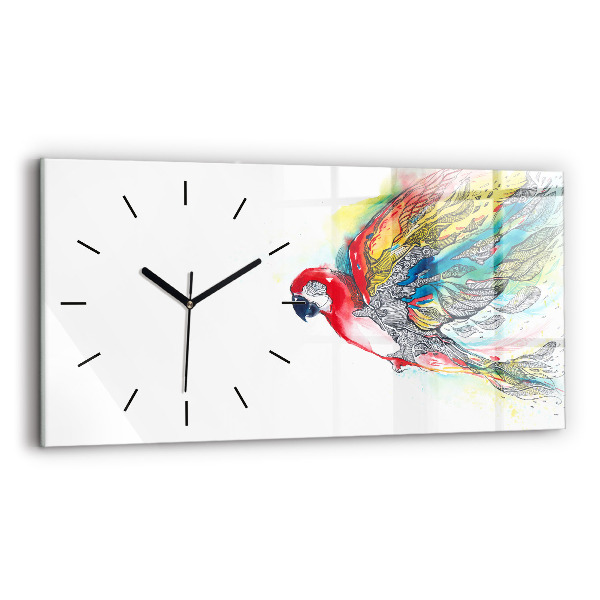 Horloge rectangulaire horizontale Perroquet coloré en vol